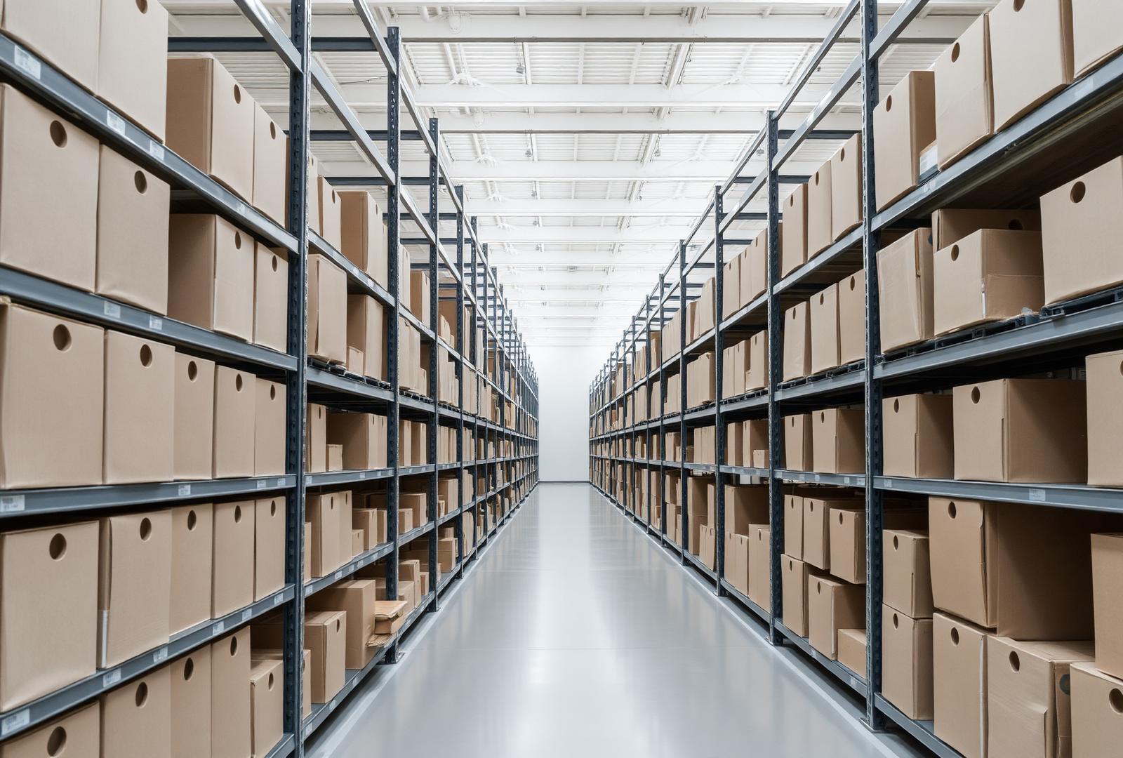 Entrepôt logistique moderne de Heaven's System LLC avec rayonnages de marchandises